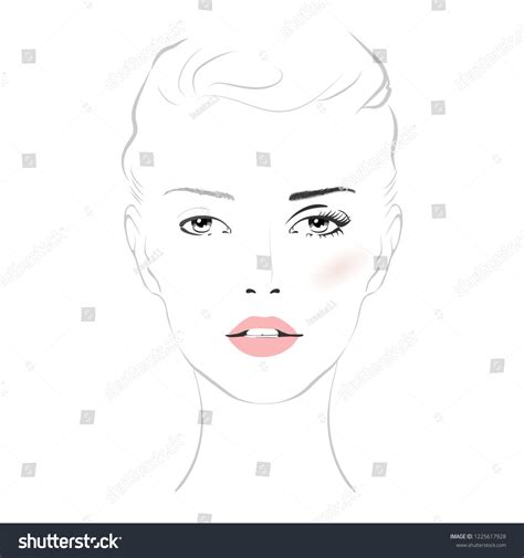 Beautiful Woman Face Nude Makeup Hand Stock Vector Royalty Free 1225617928 Shutterstock