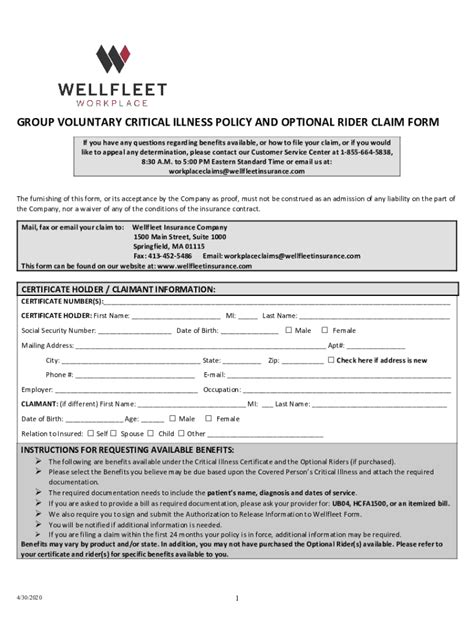 Fillable Online Walmart Group Critical Illness Claim Form