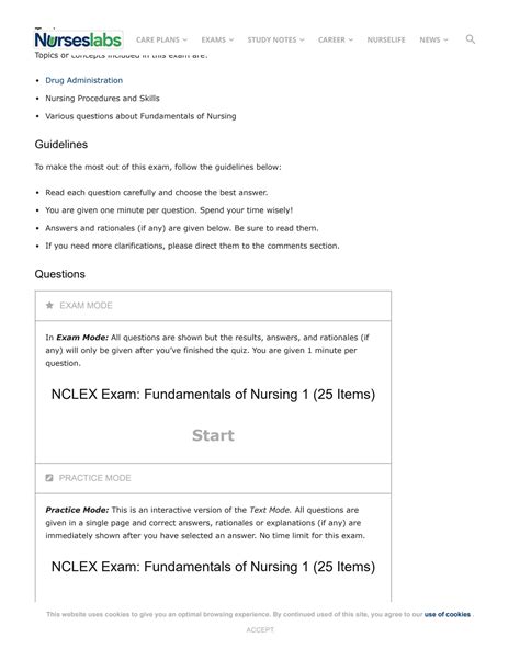 Solution Fundamentals Of Nursing Nclex Practice Quiz 1 25 Items