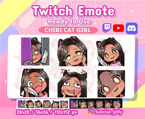 Twitch Emotes Black Hair Brown Eyes Tan Chibi Girl Etsy