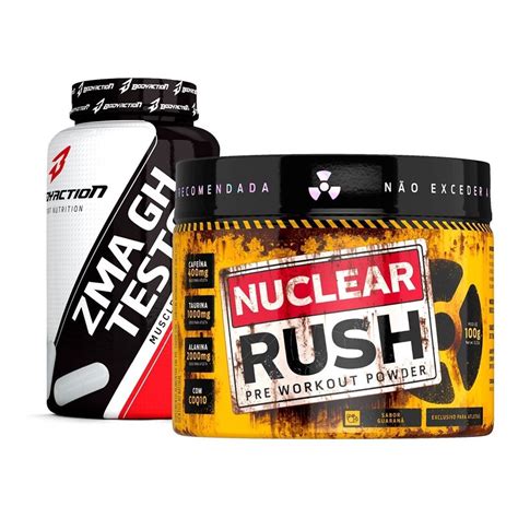 Kit Nuclear Rush Pr Treino Mg B Alanina Zma Gh Testo Caps