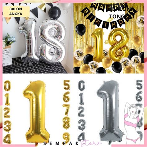 Jual Ss Balon Angka Foil Gold Silver Cm Balon Pesta Ulang Tahun