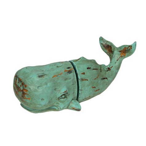 Zeckos Verdigris Finish Whale Top And Tail Bookends Set Of One