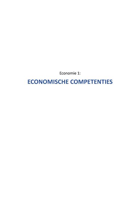 Economische Competenties Samenvatting 22 23 Economie 1 ECONOMISCHE