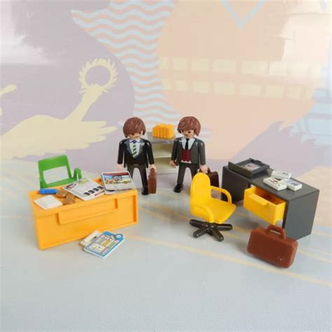 Lot Playmobil Bureau Travail Businessmen Office Bourse Trader Stock