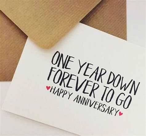 Wedding Anniversary Card One Year Down Forever To Go Anniversary Card