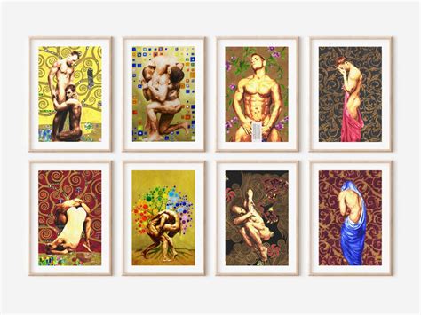 Set Of Watercolor Water Queer Artwork Print Nude Male Figure Homoerotic Gay Art Print