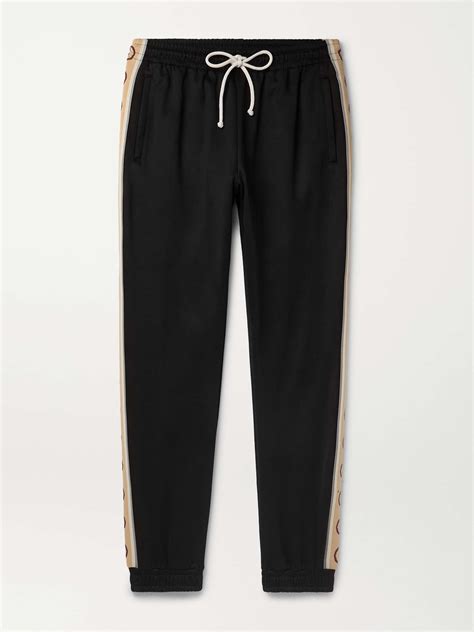 GUCCI Tapered Logo-Jacquard Webbing-Trimmed Tech-Jersey Track Pants for Men | MR PORTER