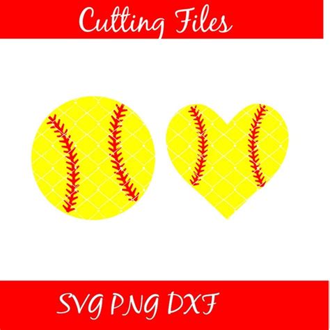 Softball Svg Png Dxf Softball Heart Svg Png Dxf Cutting File | Etsy