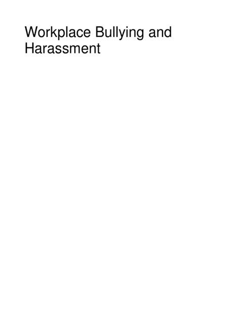 Workplace Bullying And Harassment Pdf