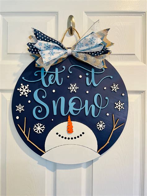 Snowman Door Hanger Svg Laser Cut Files Snowman Svg Let It Snow Svg