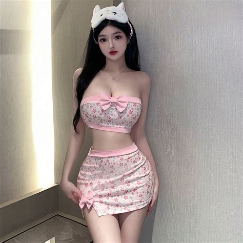 Herbes Secret Sexy Lingerie Set Japanese Style Lingerie Floral Lingerie Bowknot Bustier Mini