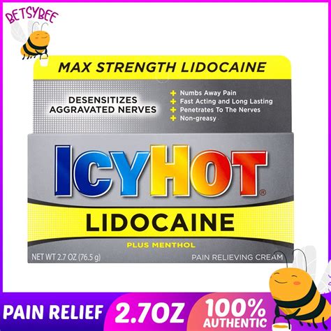 Icy Hot Lidocaine Plus Menthol Pain Relieving Cream 2 7 Oz Max Strength Shopee Philippines