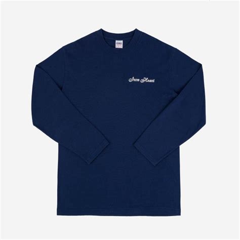 7 5oz Printed Loopwheel Crew Neck Long Sleeved T Shirt Navy