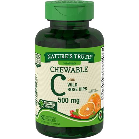 Chewable Vitamin C with Rose Hips | 500 mg | 60 Tablets | Vegetarian ...