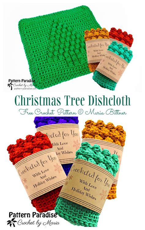 12 Christmas Dishcloth Free Crochet Patterns DIY Magazine Christmas