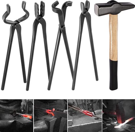 Amazon Blacksmith Tongs Tools Set Handmade Blacksmiths Hammer