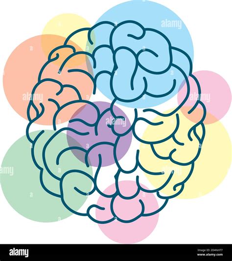 cerebro humano con colores esferas atención de salud mental icono