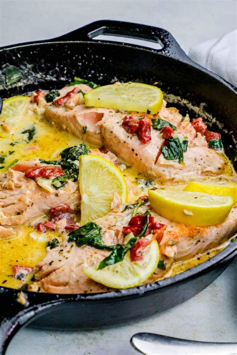 One Pot Creamy Lemon Salmon Florentine Recipe