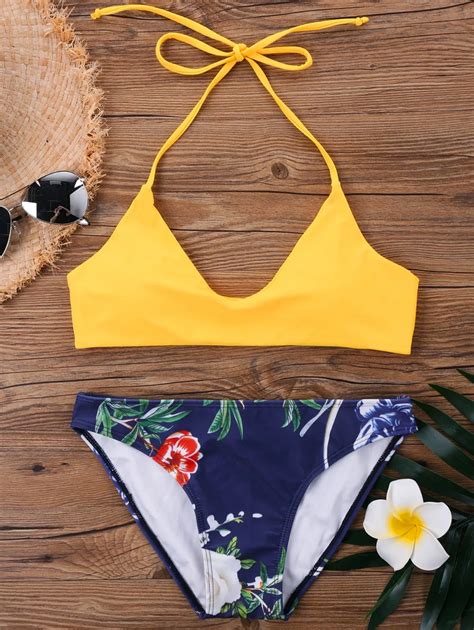 High Waist Swimsuit Women Plus Size Swimwear Print Flower Beach Bikini