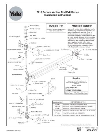 Yale 7210 Exit Device Installation Instructions | Manualzz