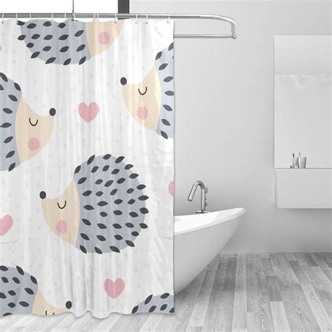 Hidove Hedgehog Bathroom Waterproof Shower Curtain Set Bathtub Curtain