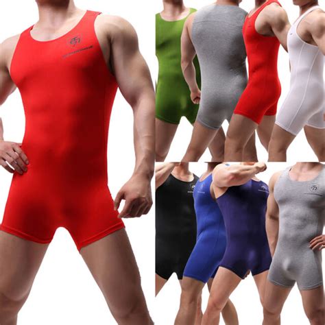 Men Bodysuit Wrestling Singlet Jumpsuit Underwear Mankini Leotard Thong