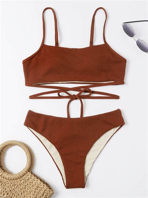 SHEIN Swim Vcay Conjunto De Bikini Texturizado Para Playa De Verano Con