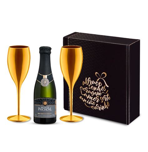 kit Espumante Monte Paschoal Brut Prosecco 187ml 2 taças