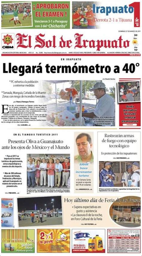 Newspaper El Sol De Irapuato Mexico Newspapers In Mexico Sunday S