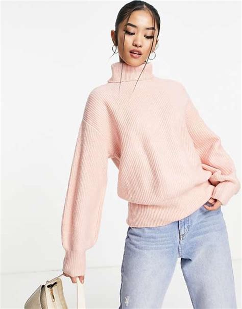 Nobodys Child Chunky Roll Neck Jumper In Dusky Pink Knit Asos