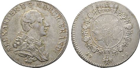 Brandenburg Ansbach Taler 1779 G Schwabach Christian Friedrich Karl