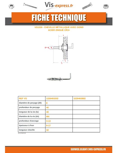 Cheville METAL 4X32 à Gond Acier zingué Vis expresss