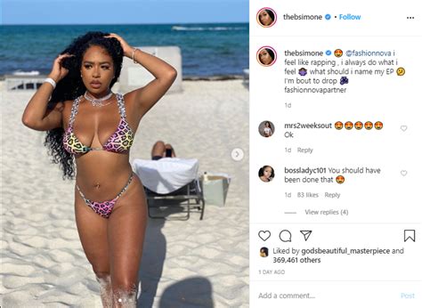B Simone Shares A Pic In Steamy Bikini Fans Tease B Simone About Dating A Guy Working A 9 To