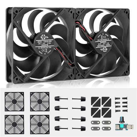 Dual Mm V Usb Powered Pc Router Fans With Speed Controller High