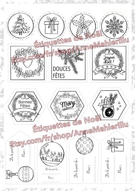 Lot Of Christmas Tags To Color 3 PDF Sheets To Print Coloring