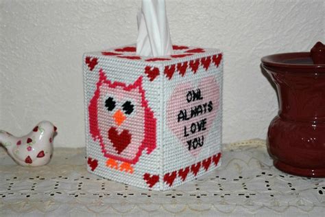 Valentines Day Tissue Box Cover Plastic Canvas Pattern Owl Etsy