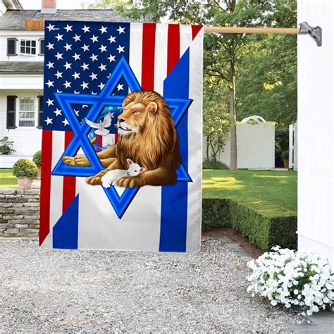 Jewish American Israeli Lion Of Judah Star Of David Flag TQN1898F - Flagwix