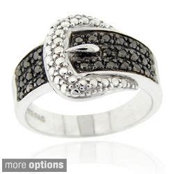 Db Designs Sterling Silver Black Diamond Accent Buckle Ring Fashion