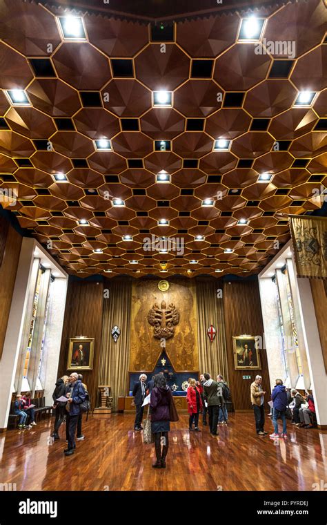 Interior of the banqueting hall inside Carpenters' Hall, London, UK ...