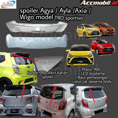 Jual Spoiler Toyota Agya Daihatsu Ayla Trd Model Trd Plastik Dengan