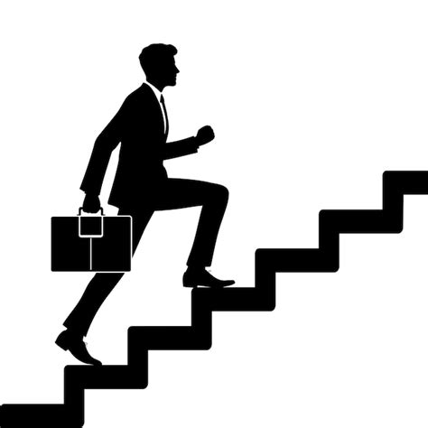 Premium Vector Businessman Climb Up Stairs Silhouette Vector Illustration