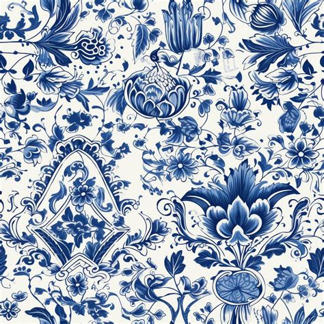 8 Delft Pattern Seamless Prints Digital Instant Download Delft Blue