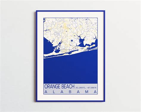 Orange Beach Alabama Map Columbia Southern University Poster Print City Of Orange Beach Al Csu