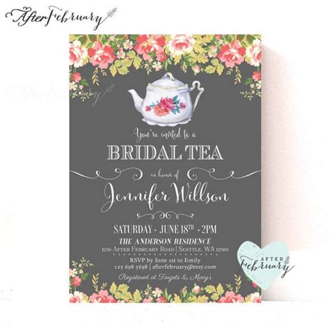 Editable Bridal Shower Tea Party Invitations Spring Garden Vintage