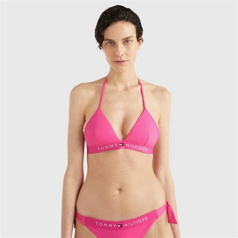 Tommy Hilfiger Triangle Fixed Foam Kad N Pembe Bikini St Kadin Mayo