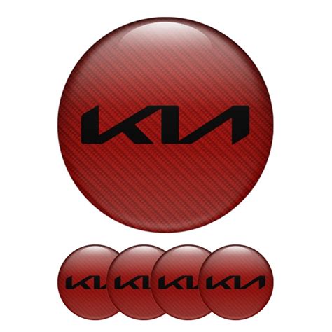 Kia Silicone Stickers Wheel Center Cap Red Carbon Wheel Emblems