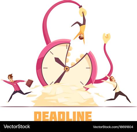 Deadline disaster cartoon composition poster Vector Image