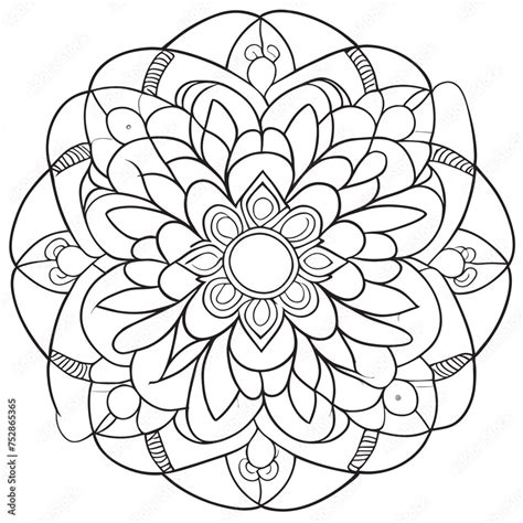 Vecteur Stock Zen Mandala Ornated With Large Medium And Small Henna Inspired Elements And