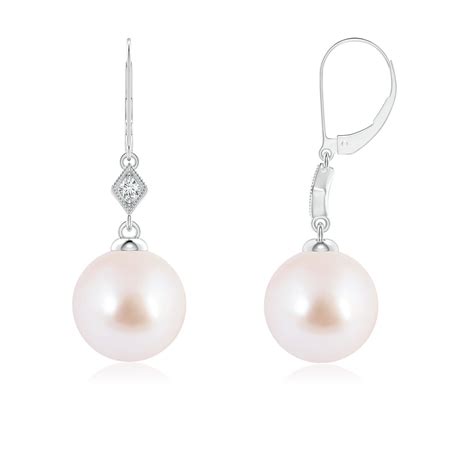 Japanese Akoya Pearl Earrings With Pava Set Diamond